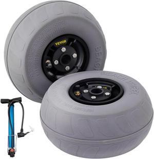 VEVOR Beach Balloon Wheels, 9" Replacement Sand Tires, PVC Cart Tires for Kayak Dolly, Canoe Cart and Buggy w/Free Air Pump, 2-Pack