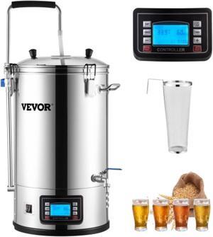 VEVOR Electric Brewing System, 9.2 Gal/35 L Brewing Pot, All-in-One Home Beer Brewer w/Pump, Mash Boil Device w/Panel, Auto/Manual Mode 100-1800W Power 25-100 Temp 1-180 min Timer Recipe Memory