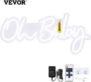 VEVOR Oh Baby Neon Sign for Wall Decor, with Remote Control and Dimmable Switch for Baby Shower decorations, Birthday Party, Wedding Decor, 23.5x12 inches (Warm White)