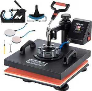 VEVOR 5 In 1 Heat Press 15" X 15" Digital Clamshell Sublimation for DIY Mug Cap Plate