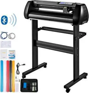VEVOR Vinyl Cutter Machine, 34in Offline Bluetooth Cutting Plotter Machine, 400in/10m Steel Roller Shaft Adjustable Speed Force, SignMaster Software Tool DIY Craft Kit for Sign Making Windows & Mobile