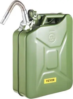 VEVOR Jerry Fuel Can, 5.3 Gallon / 20 L Portable Jerry Gas Can with Flexible Spout System, Rustproof  Heat-resistant Steel Fuel Tank for Cars Trucks Equipment, Green
