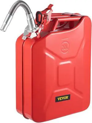 VEVOR Jerry Fuel Can, 5.3 Gallon / 20 L Portable Jerry Gas Can with Flexible Spout System, Rustproof  Heat-resistant Steel Fuel Tank for Cars Trucks Equipment, Red