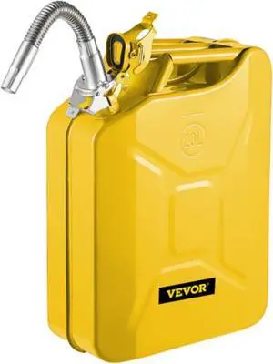 VEVOR Jerry Fuel Can, 5.3 Gallon / 20 L Portable Jerry Gas Can with Flexible Spout System, Rustproof  Heat-resistant Steel Fuel Tank for Cars Trucks Equipment, Yellow