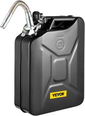 VEVOR Jerry Fuel Can, 5.3 Gallon / 20 L Portable Jerry Gas Can with Flexible Spout System, Rustproof  Heat-resistant Steel Fuel Tank for Cars Trucks Equipment, Black