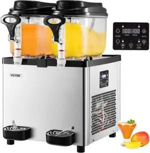 VEVOR Commercial Slushy Machine, 6 L x 2 Tanks 50 Cups, 700W 110V, Stainless Steel Margarita Smoothie Frozen Drink Maker, Perfect for Supermarkets Cafes Restaurants Bars and Home Use, Silver