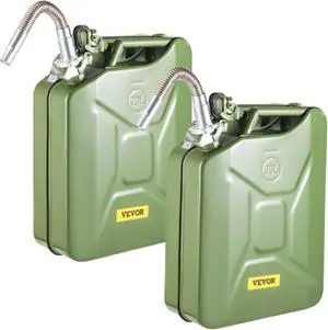 VEVOR Jerry Fuel Can, 5.3 Gallon / 20 L Portable Jerry Gas Can with Flexible Spout System, Rustproof  Heat-resistant Steel Fuel Tank for Cars Trucks Equipment, 2PCS Green