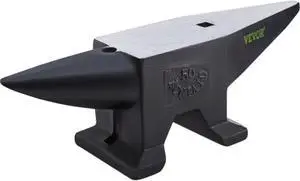 VEVOR Cast Iron Anvil, 110 Lbs(50kg) Single Horn Anvil with Large Countertop and Stable Base, High Hardness Rugged Round Horn Anvil Blacksmith, for Bending, Shaping