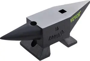 VEVOR Cast Iron Anvil, 22 Lbs(10kg) Single Horn Anvil with Large Countertop and Stable Base, High Hardness Rugged Round Horn Anvil Blacksmith, for Bending, Shaping