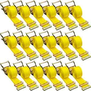 VEVOR E Track Ratchet Strap, 18PCS 2" x 15' E-Track Straps 4400 LBS Breaking Strength, with Polyester Webbing & Spring Fitting & Ratchets, Durable Tie-Downs for Motorcycles, Tire, Trailer Loads