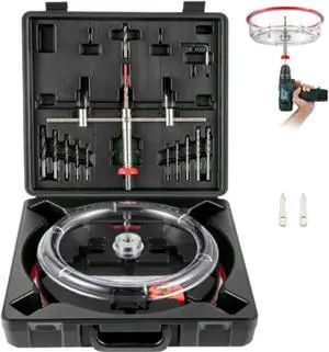 VEVOR Adjustable Hole Saw Cutter Kit, 1-5/8" to 11-13 /16" (40-300 mm), Recessed Hole Saw with PC Dust Shield, Two Replaceable Pilot Drill Bits, for Recessed Lights, Ceiling Speakers, Vent Holes