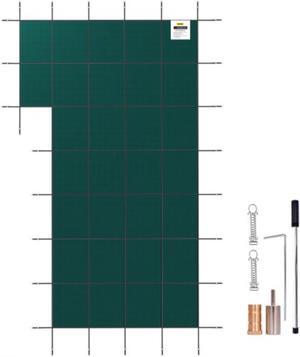 VEVOR IngroundPool Safety Cover, 20ftx 38 ftRectangular Winter Pool Cover with Right Step, Triple Stitched, High Strength Mesh PP Material, Good Rain Permeability, Installation Hardware Included
