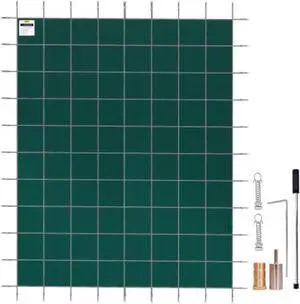 VEVOR IngroundPool Safety Cover, 14ftx 26 ftRectangular Winter Pool Cover,Triple Stitched, High Strength Mesh PP Material with Good Rain Permeability, Installation Hardware Included, Green