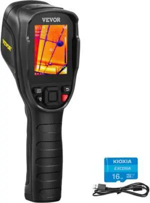 VEVOR Thermal Imaging Camera, 240x180 IR Resolution (43200 Pixels), 20Hz Refresh Rate Infrared Camera with -4~662 Temperature Range, 16G Built-in SD Card, and Rechargeable Li-ion Battery