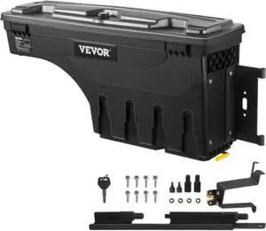 VEVOR Truck Bed Storage Box, Lockable Lid, Waterproof ABS Wheel Well Tool Box 6.6 Gal/20 L, Compatible with Chevrolet Silverado 1500 GMC Sierra 1500 2019-2021, Passenger Side, Black