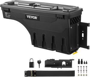 VEVOR Truck Bed Storage Box, Lockable Lid, Waterproof ABS Wheel Well Tool Box 6.6 Gal/20 L with Password Padlock, Compatible with Tundra 2007-2021, Passenger Side, Black