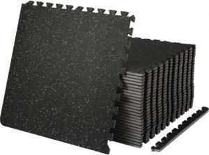 VEVOR 25 PCS 1/2 inch Thick Gym Floor Mats, 24" x 24" EVA Foam & Rubber Top Interlocking Workout Floor Mats with 100 sq.ft Coverage, Waterproof Exercise Puzzle Flooring for Gym, Home, Garage, Basement
