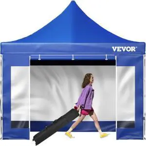 VEVOR Pop Up Canopy Tent, 10 x 10 FT, Outdoor Patio Gazebo Tent with Removable Sidewalls and Wheeled Bag, UV Resistant Waterproof Instant Gazebo Shelter for Party, Garden, Backyard, Blue