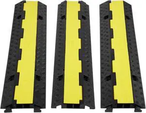 VEVOR 3 PCs Cable Protector Ramp 2 Channel 12000 lbs Load Wire Cable Cover Ramp