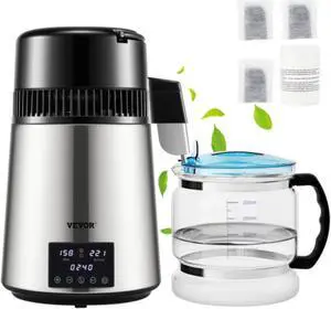 VEVOR 4L Water Distiller 1.5L/H Distilled Water Maker Timing Dual-Temp Silver