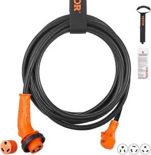 VEVOR 25 ft RV Power Cord Generator Cord 30A NEMA TT-30P/ NEMA L5-30R ETL Listed