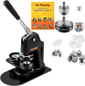 VEVOR Button Maker Machine Badge Pin Machine 1"+2.25" 500 Free Parts Press Kit