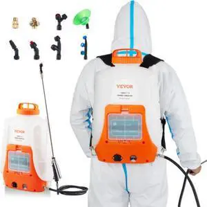 VEVOR Battery Powered Backpack Sprayer ,4 Gal Tank, 0-90 PSI Adjustable Pressure,Back Pack Sprayer with 8 Nozzles and 2 Wands, 12V 8Ah Battery, Wide Mouth Lid for Weeding, Spraying, Cleaning