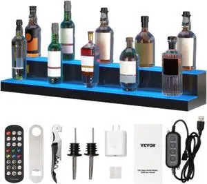 VEVOR LED Lighted Liquor Bottle Display Bar Shelf RF & App Control 40" 2-Step