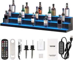 VEVOR LED Lighted Liquor Bottle Display Bar Shelf RF & App Control 60" 3-Step