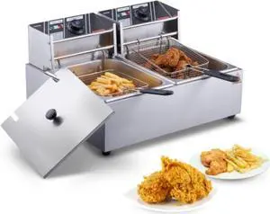 VEVOR Commercial Electric Deep Fryer Countertop Deep Fryer Dual Detachable Tanks