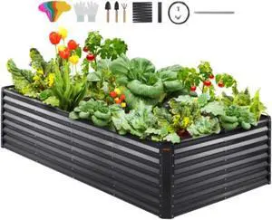 VEVOR Galvanized Raised Garden Bed Planter Box 94.5x47.2x23.6" Flower Vegetable