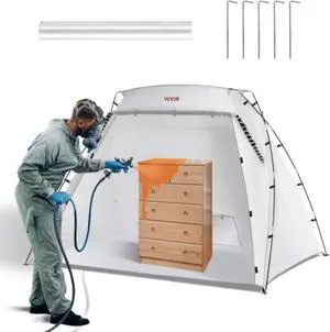 VEVOR Portable Paint Booth, Larger Spray Paint Tent with Built-in Floor & Mesh Screen, Painting Tent Station for Furniture DIY Hobby Tool, 7.5x5.2x5.2ft Spray Paint Shelter