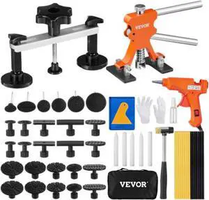 VEVOR 56 PCS Dent Removal Kit, Paintless Dent Repair Kit with Golden Lifter, Bridge Puller, Car Dent Puller with Puller Tabs, Hot Glue  for Auto Body Dents, Hail Damage, Door Ding