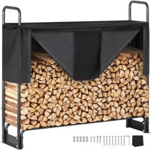 VEVOR 4.3FT Outdoor Firewood Rack with Cover, 52x14.2x46.1 in, Heavy Duty Firewood Holder & 600D Oxford Waterproof Cover for Fireplace, Patio, Indoor/Outdoor Log Storage Rack for 1/4 Cord of Firewood