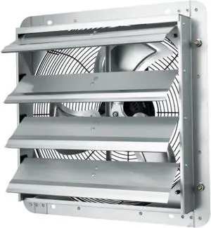 VEVOR Shutter Exhaust Fan, 16'' with Speed Controller, AC-motor, 2000 CFM, No Assembly Required Wall Mount Attic Fan, Ventilation and Cooling for Greenhouses, Garages, Sheds, FCC Listed