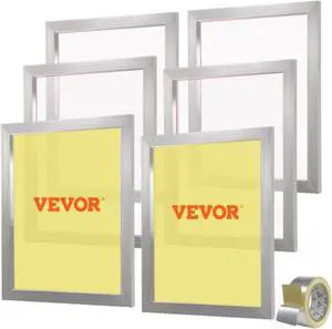 VEVOR Screen Printing Kit, 6 Pieces Aluminum Silk Screen Printing Frames, 20x24inch Silk Screen Printing Frame with 110 Count Mesh, High Tension Nylon Mesh and Sealing Tape for T-shirts DIY Printing
