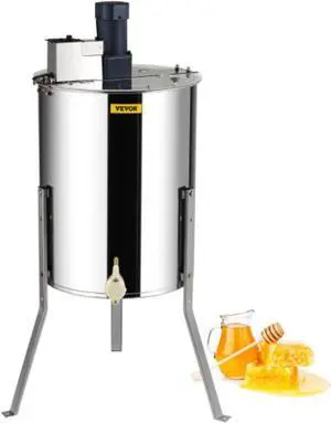 VEVOR Electric Honey Extractor, 4/8 Frames Honey Spinner Extractor, Stainless Steel Beekeeping Extraction, Honeycomb Drum Spinner with Lid, Apiary Centrifuge Equipment with Height Adjustable Stand