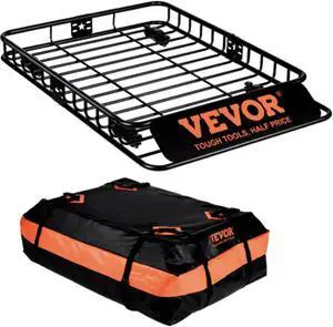VEVOR Roof Rack Cargo Basket 200 LBS 51"x36"x5" for SUV Truck with Luggage Bag