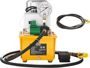 VEVOR Electric Hydraulic Pump, 10000 PSI 750W 110V 488 in/8L Capacity, Single Acting Solenoid Valve, Electric Driven Hydraulic Pump Power Pack Unit with Pedal Switch for Punching/Bending/Jack Machine
