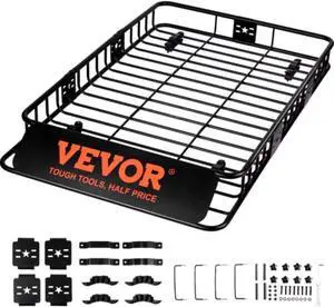 VEVOR Roof Rack Cargo Basket, 64" x 39" x 6" Rooftop Cargo Carrier with Extension, Heavy-duty 200 LBS Capacity Universal Roof Rack Basket, Luggage Holder for SUV, Truck, Vehicle
