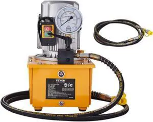 VEVOR Electric Hydraulic Pump, 10000 PSI 750W 110V, 488 in/8L Capacity, Single Acting Manual Valve, Electric Driven Hydraulic Pump Power Pack Unit with Lever Switch for Punching/Bending/Jack Machines