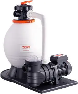VEVOR Sand Filter Pump for Above Ground Pools, 16-inch, 3500 GPH, 1 HP Swimming Pool Pumps System & Filters Combo Set with 6-Way Multi-Port Valve and Strainer Basket, for Domestic and Commercial Pools