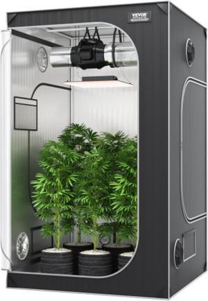 VEVOR 4x4 Grow Tent, 48'' x 48'' x 80'', High Reflective 2000D Mylar Hydroponic Growing Tent with Observation Window, Tool Bag and Floor Tray for Indoor Plants Growing