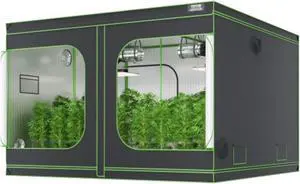 VEVOR 10x10 Grow Tent, 120'' x 120'' x 80'', High Reflective 600D Mylar Hydroponic Growing Tent with Observation Window, Tool Bag and Floor Tray for Indoor Plants Growing