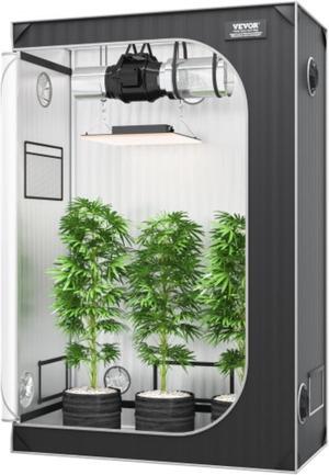 VEVOR 2x4 Grow Tent, 48'' x 24'' x 72'', High Reflective 2000D Mylar Hydroponic Growing Tent with Observation Window, Tool Bag and Floor Tray for Indoor Plants Growing