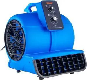 VEVOR Floor Blower, 1/2 HP, 2600 CFM Air Mover for Drying and Cooling, Portable Carpet Dryer Fan with 4 Blowing Angles and Time Function, for Janitorial, Home, Commercial, Industrail Use, ETL Listed