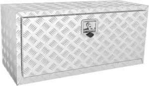 VEVOR Underbody Truck Box, 36"17"18" Pickup Storage Box, Heavy Duty Aluminum Diamond Plate Tool Box with Lock and Keys, Waterproof Trailer Storage Box with T-Handle Latch for Truck, Van, Trailer