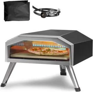 VEVOR Gas Pizza Oven, 13-inch CSA Certified Outdoor Pizza Oven, 3 Layers Thick Stainless Steel Propane Pizza Maker with Pizza Stone, Portable Outside Gas Burner for Backyard Camping Picnic