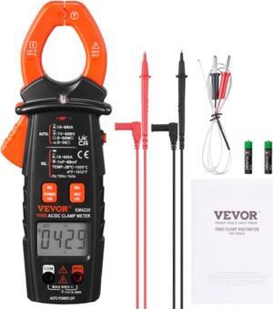 VEVOR Digital Clamp Meter T-RMS, 6000 Counts, 600A Clamp Multimeter Tester, Measures Current Voltage Resistance Diodes Continuity Data Retention, NCV for Home Appliance, Railway Industry Maintenance