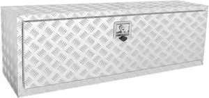 VEVOR Underbody Truck Box, 48"17"18" Pickup Storage Box, Heavy Duty Aluminum Diamond Plate Tool Box with Lock and Keys, Waterproof Trailer Storage Box with T-Handle Latch for Truck, Van, Trailer